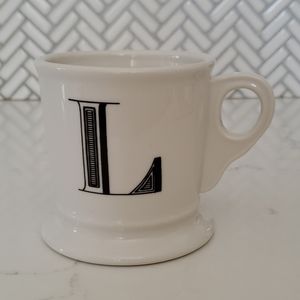 Anthropologie "L" Monogram Porcelain Mug